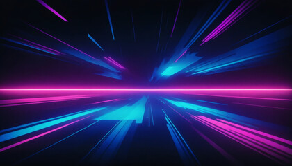 Futuristic neon light leaks overlay with electric blue and magenta streaks glowing against a dark, grainy cinematic background.