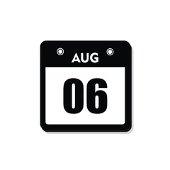 calender icon, 06 august icon with white background