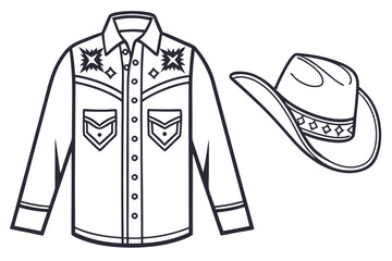 Cowboy Hat & Shirt Vector Graphic – Rustic Western Style