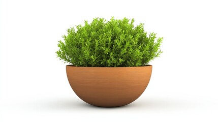 Isolated Green Plant in a Brown Planter
