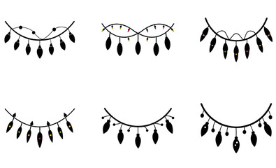 Festive Christmas Light Garland Designs in Silhouette