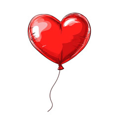 A red heart balloon floats joyfully symbolizing love and happiness