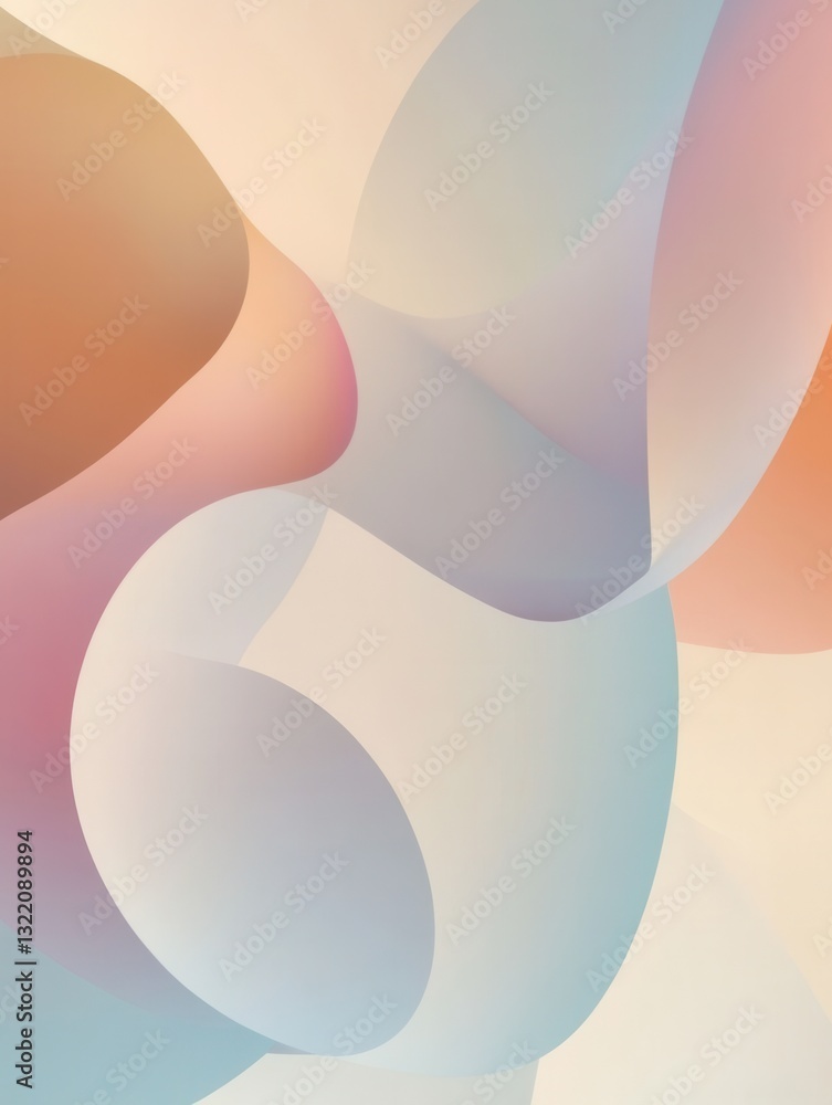 Poster Modern minimalist background featuring soft overlapping geometric shapes in pastel tones designed for creative resources and elegant presentations
