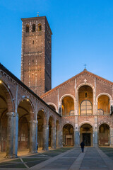 Fototapeta premium The Basilica of Sant'Ambrogio, one of the most ancient churches in Milan, Italy.