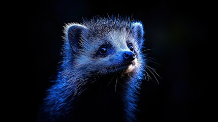 Fototapeta premium Blue-eyed ferret in close up