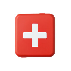 Obraz premium Red first aid kit safety box medical help