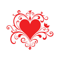 Elegant Floral Heart Design | Ornamental Love Symbol | Decorative Romantic Heart Vector Design 