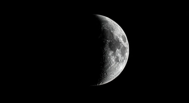Half Moon Magic: Crisp Lunarscape Details - Explore the Breathtaking Beauty of Earth's Celestial Neighbor in High Resolution! - Powered by Adobe