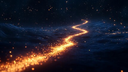 A glowing constellation of stars forming a symbolic path across the night sky