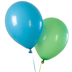 Blue and Green Balloons Isolated on Transparent Background
