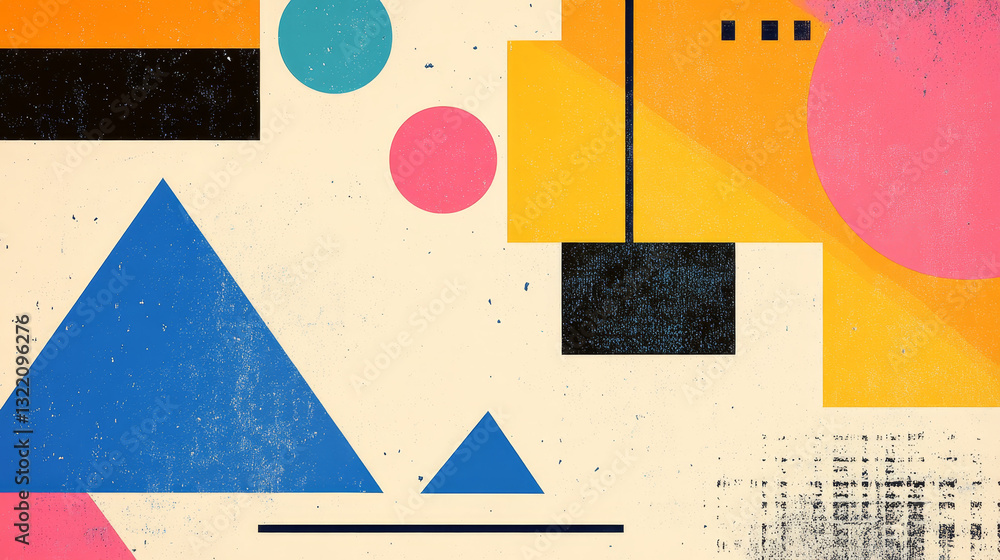 Aufkleber geometric shapes. abstract memphis style, points grid and lines pattern symbols. color minimal poste