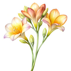 Naklejka premium Freesia flower isolated on transparent background.PNG FORMAT