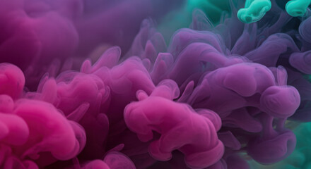 Fototapeta premium Ethereal Ink: A Vibrant Dance of Purple, Pink & Turquoise Smoke. Abstract Art, Colors, Movement, Creativity Unleashed!