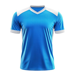 Bright blue athletic shirt with white accents for sports enthusiasts on transportation background