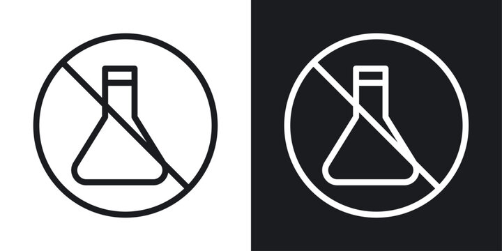 Chemical free sign set in black and white stroke lines