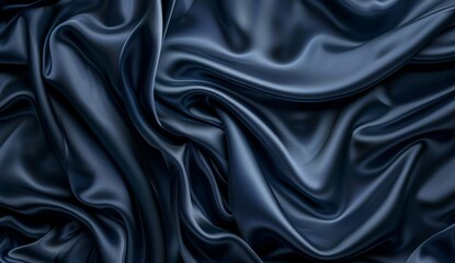Fototapeta premium Abstract luxury textile background with flowing dark blue silk fabric