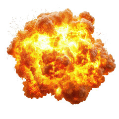 Fiery Orange Explosion Isolated on Transparent Backgrounds with Clipping Path for Editing purposes