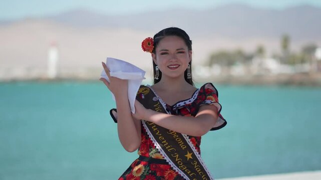 portrait chilean folk cueca dancers showcasing vibrant Huaso costumes