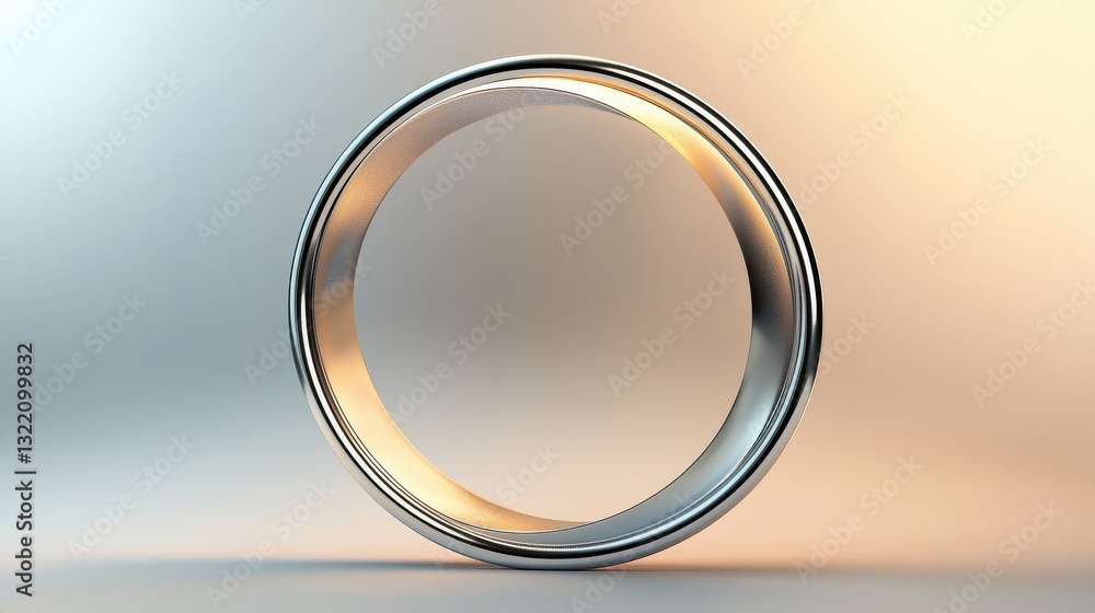 Poster a circle formed from smooth metallic textures, with light reflections creating depth and contrast.