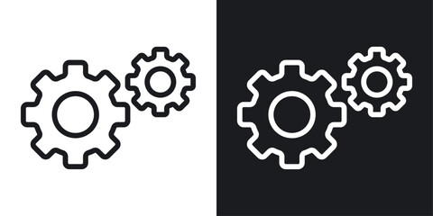 Gear icon set in black and white stroke lines