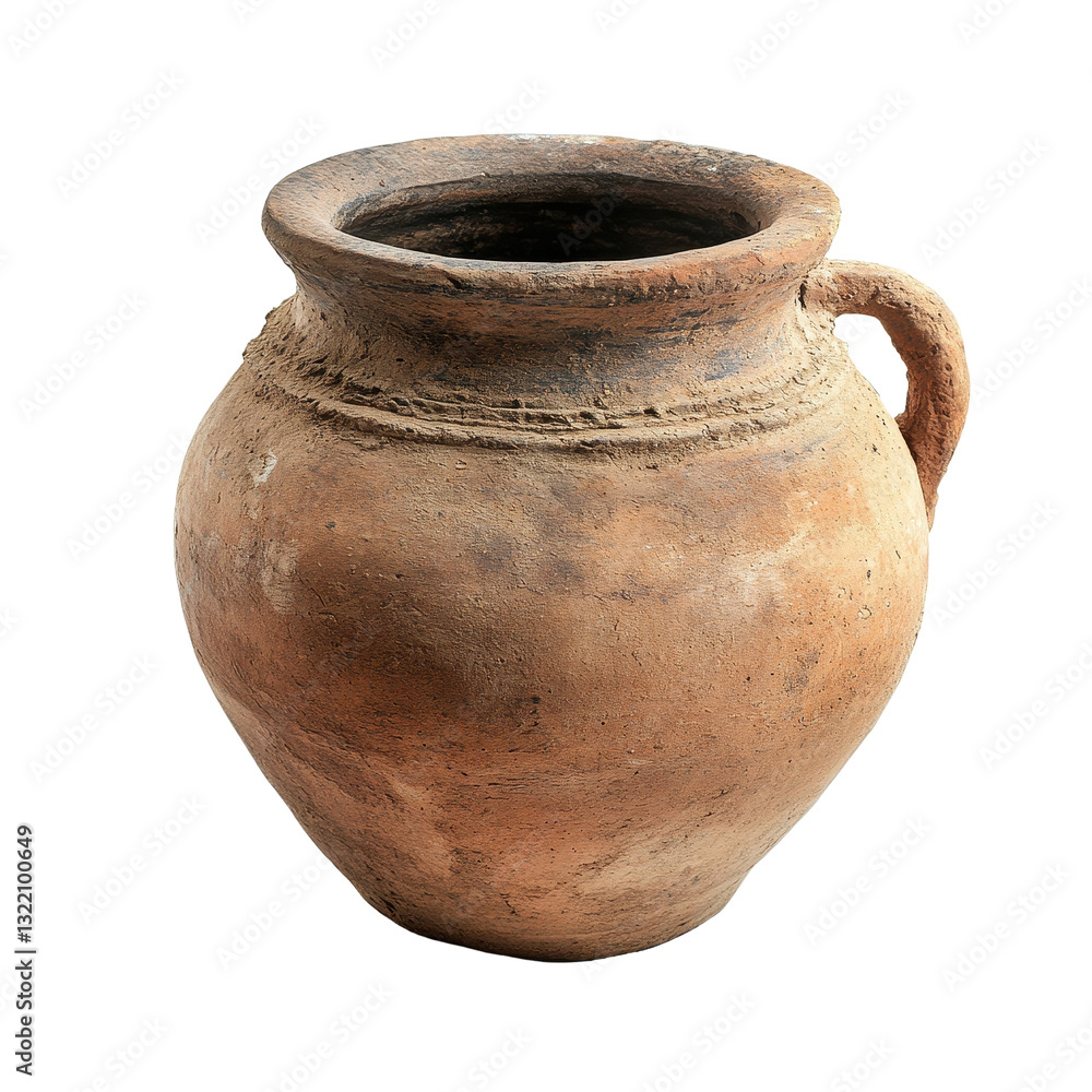 Poster old clay pot displayed on a transparent background showcasing its rustic and antique features, old c
