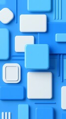 Blue and White Geometric Shapes Arranged in a Patterned Design