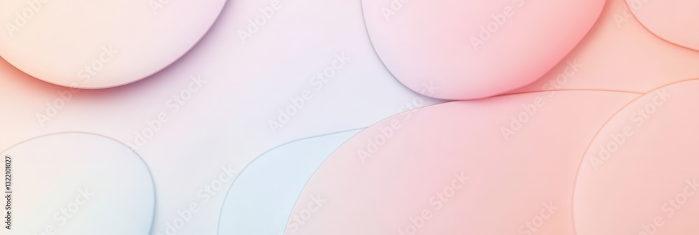 Poster Modern minimalist design featuring soft geometric shapes in pastel tones with smooth gradients and elegant drop shadows for creative resources