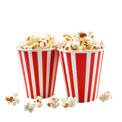 Two cups of popcorn ready for movie night Delicious snack time fun