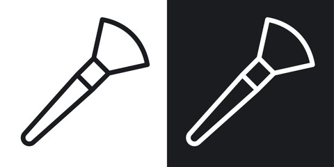 Makeup brush icon set in black and white stroke lines