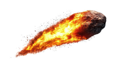 Fiery Meteoroid Falling Through Space Isolated On Transparent Backgrounds