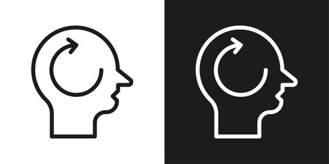 Memory recall icon set in black and white stroke lines