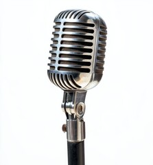 Vintage microphone, polished metal, retro style