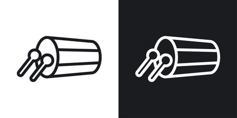 Muslim drum icon set in black and white stroke lines