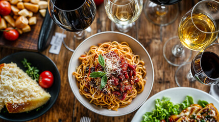pasta with tomato sauce and basil