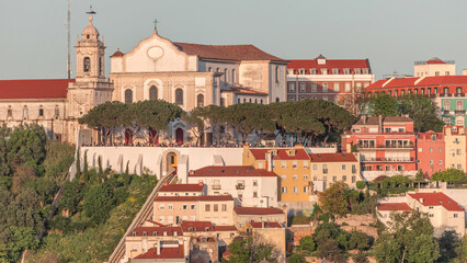 The Miradouro Sophia de Mello Breyner Andresen or Miradouro da Graca evening timelapse.