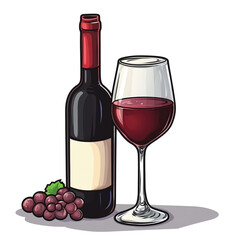 Obraz premium Red wine bottle glass and grapes a delightful drink