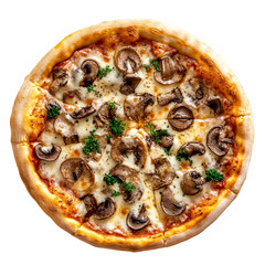 pizza funghi isolated on white background.