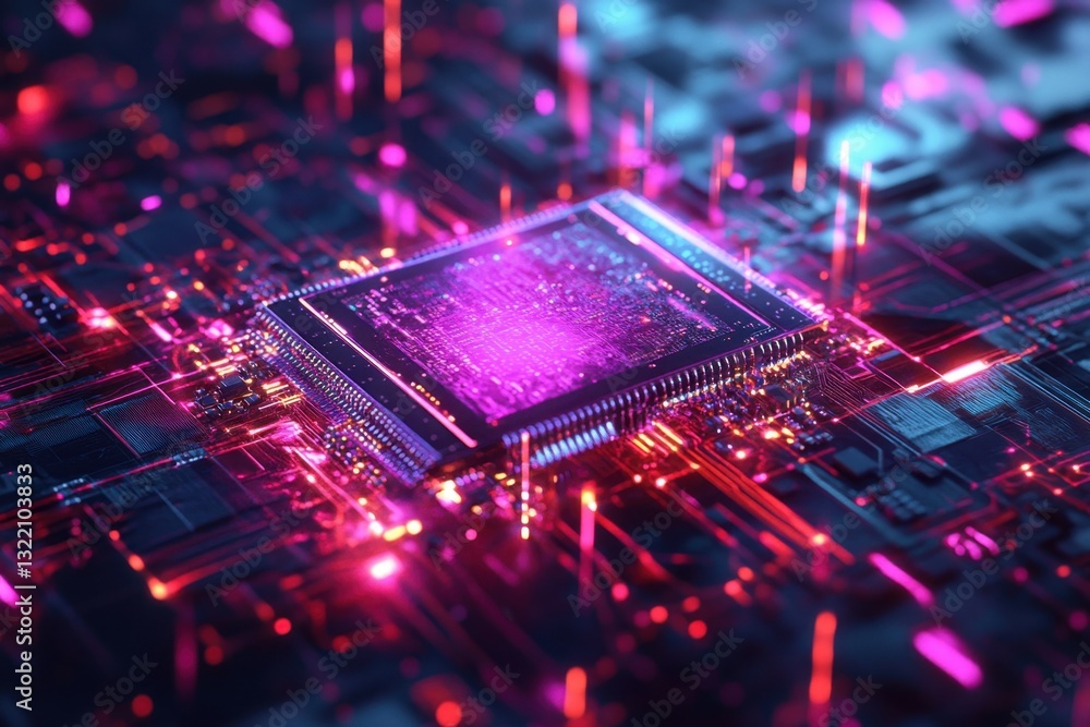 Poster microprocessor closeup computer hardware concept .