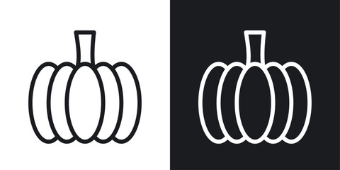 Pumpkin icon set in black and white stroke lines