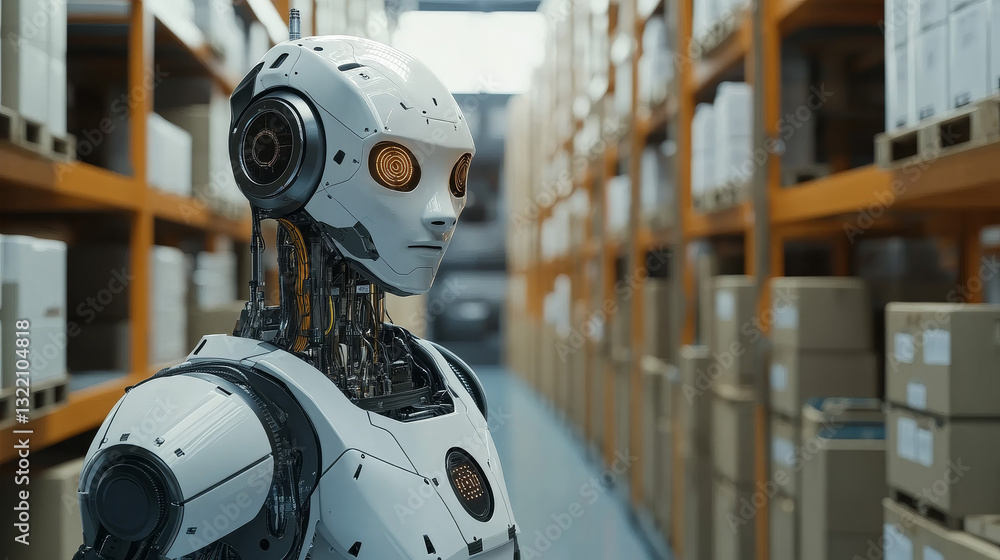 Poster isometric rpa. robotic process automation, futuristic artificial intelligence robots and ai learning