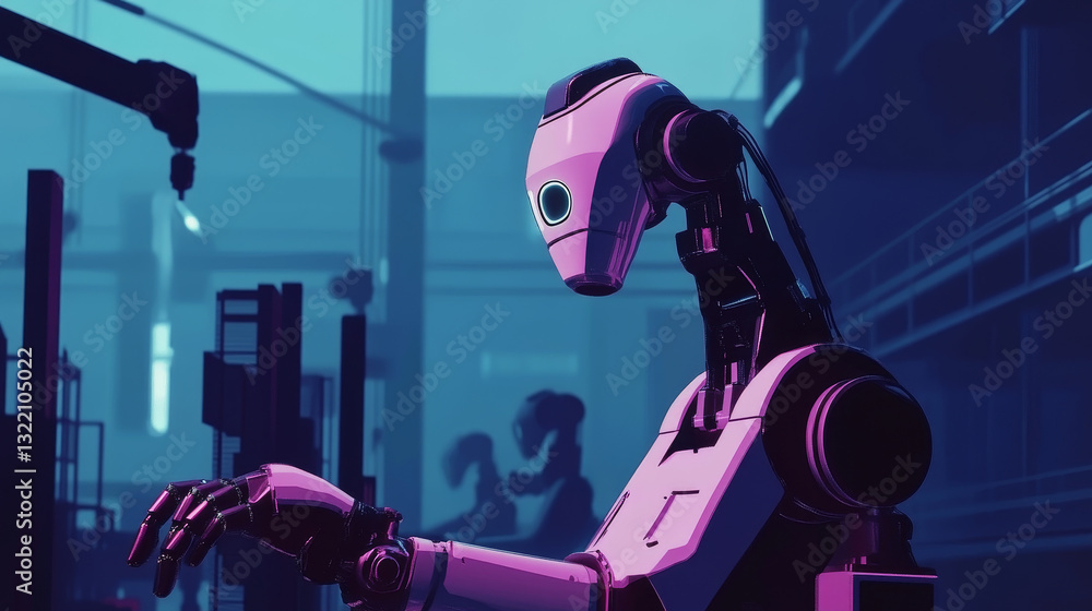 Poster isometric rpa. robotic process automation, futuristic artificial intelligence robots and ai learning