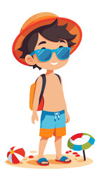 Beachwear Boy Vector Illustration on Transparent Background