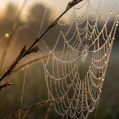 spider web in the morning