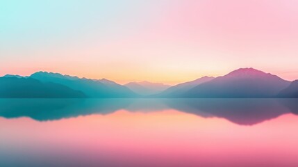 Fototapeta premium Tranquil mountain lake at sunset with stunning reflection