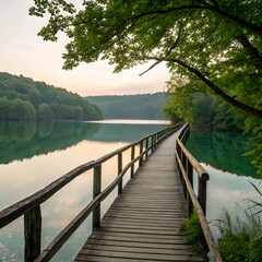 wooden bridge in the lake