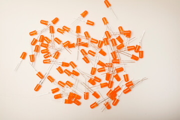 Red and orange LED lamps. Electronic LED element.