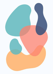 Minimalist colorful abstract organic shapes composition in trendy contemporary collage style, for poster, art print, wall decor ready to print