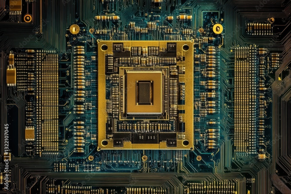 Poster this closeup photo captures the intricate details of a computer circuit board the inside of a nanofa