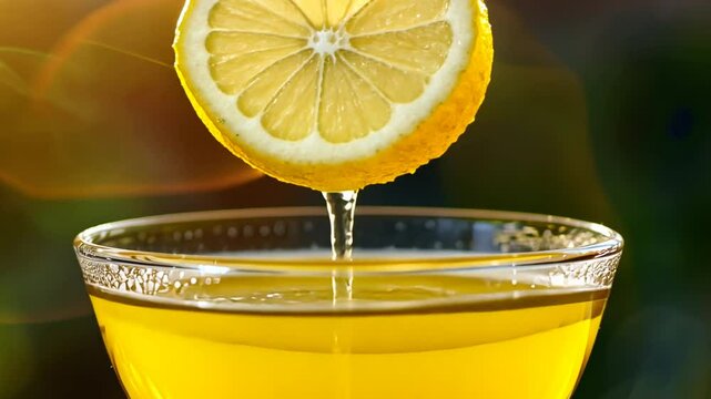 Erfrischender Tee mit Zitronenscheibe in Glas