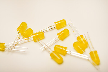 Yellow LED lamps. Electronic LED element.